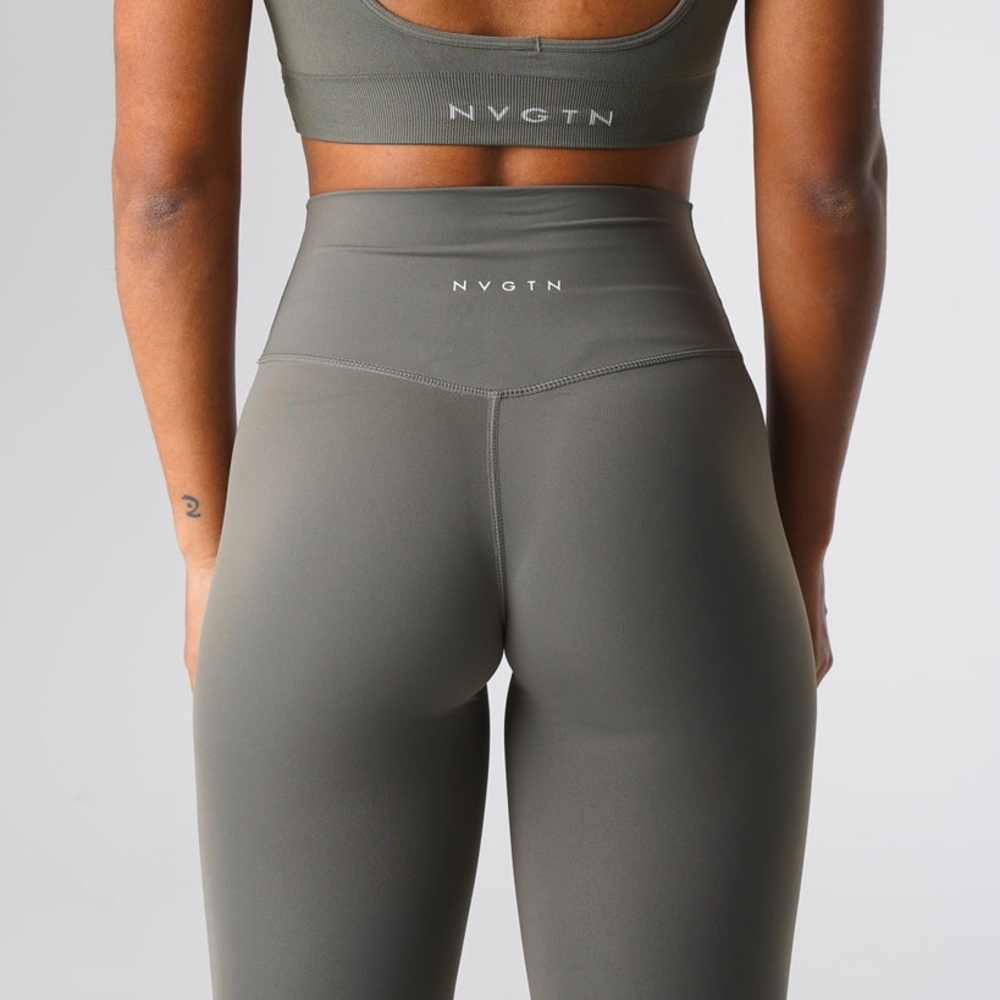 NVGTN Signature 2.0 Khaki Green Leggings, Size Small